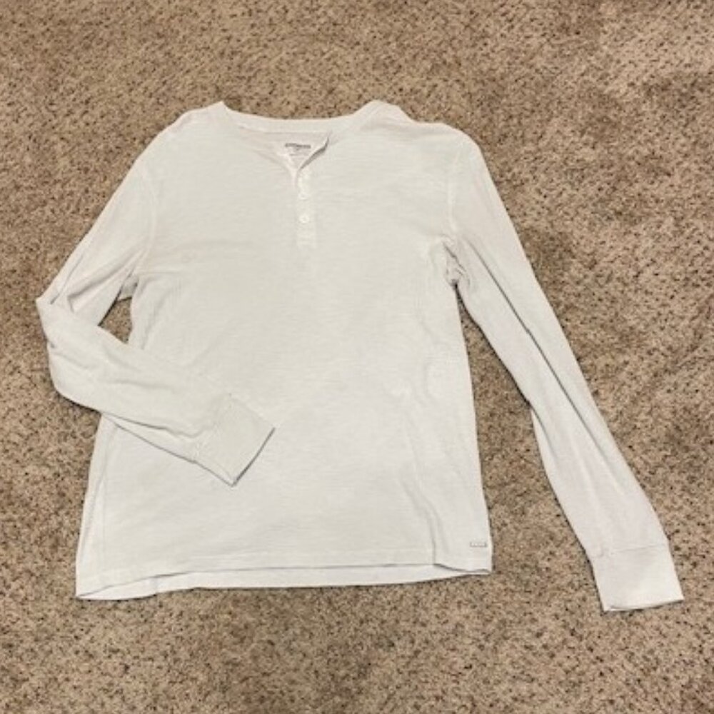 Express White Waffle Weave Long Sleeve Shirt - L